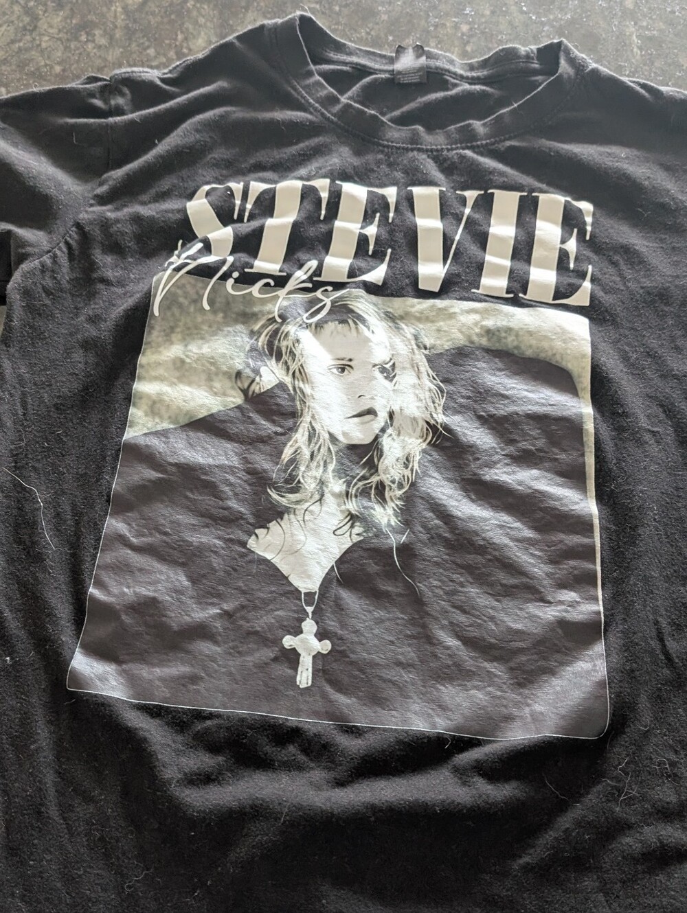 Black Graphic Tee with Stevie Nicks Portrait
